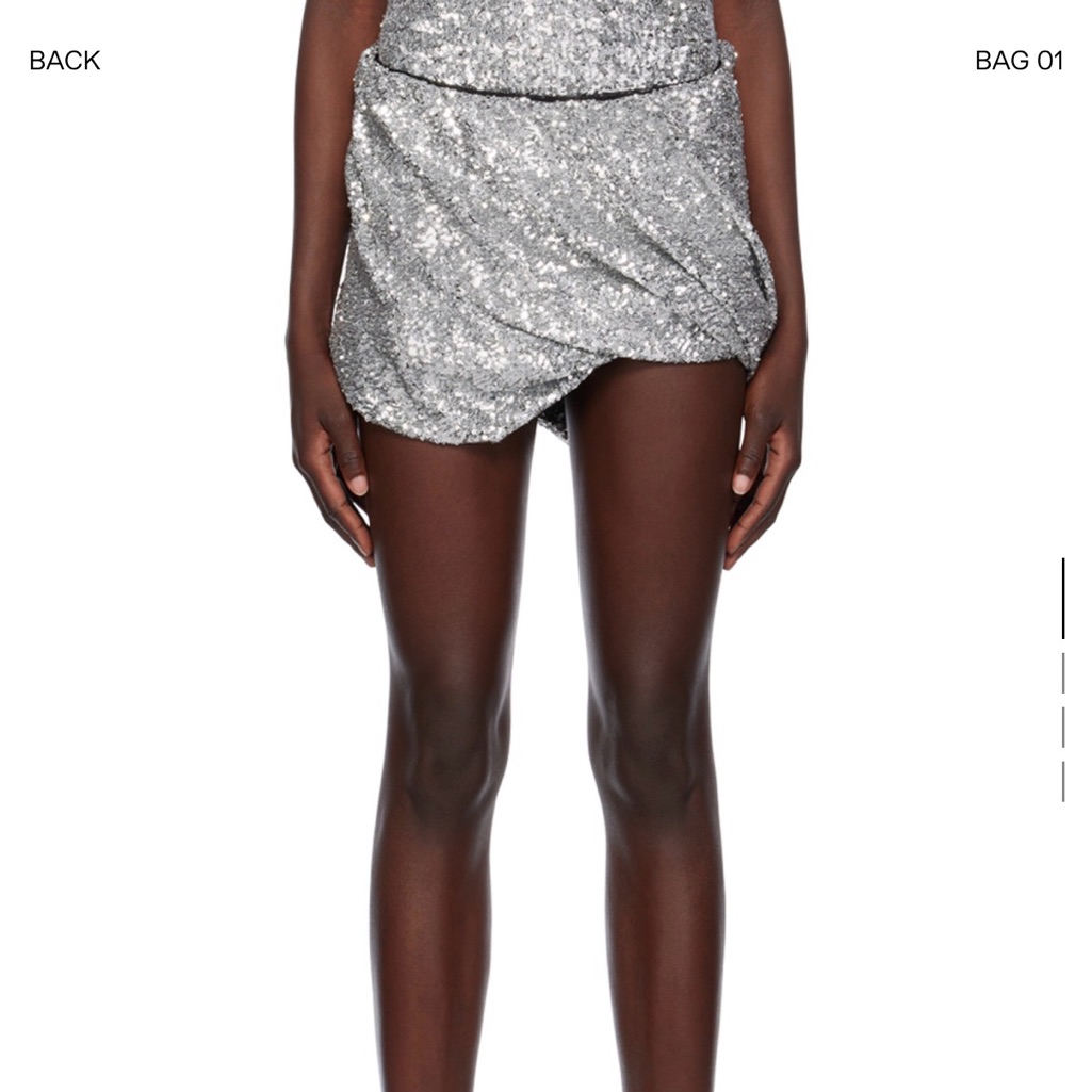 Sz 42 Us6 $830 The Attico Silver Sequin Women's Mini Skirt